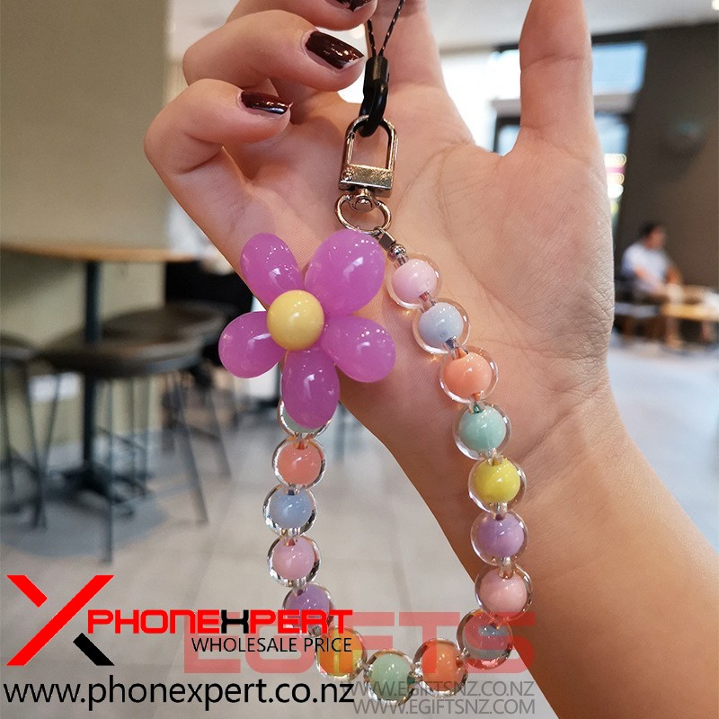 Macaron Mixed Color beads Lanyard Wrist Fashion phone Strap - Image 2
