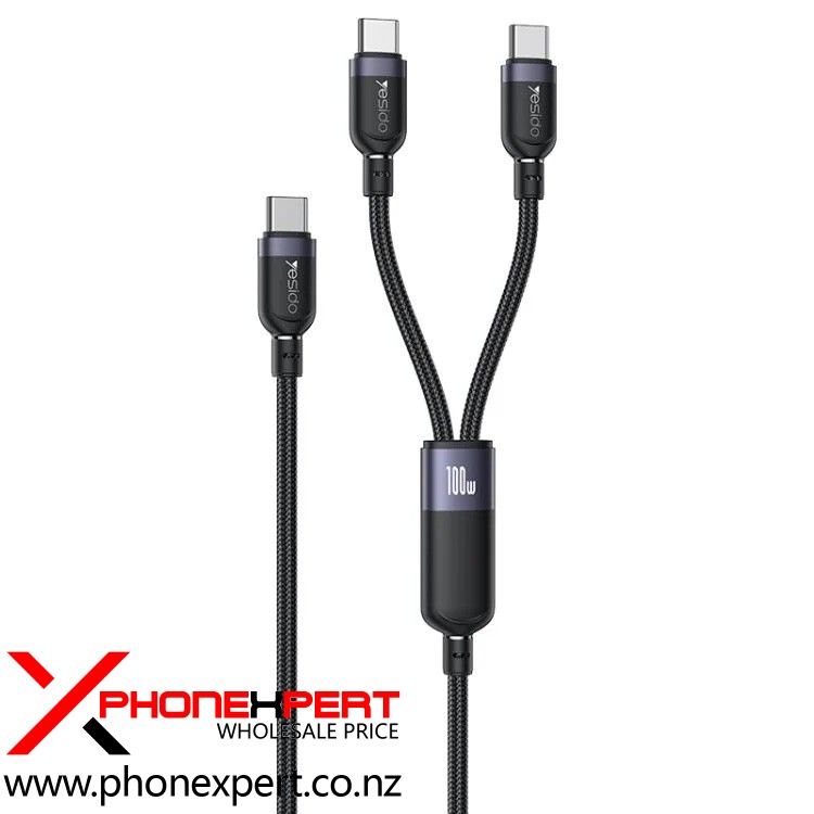 Yesido CA92 100W 5A USB-C / Type-C to Dual Type-C 2 in 1 Charging Cable - Image 11
