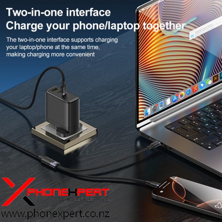 Yesido CA92 100W 5A USB-C / Type-C to Dual Type-C 2 in 1 Charging Cable - Image 7