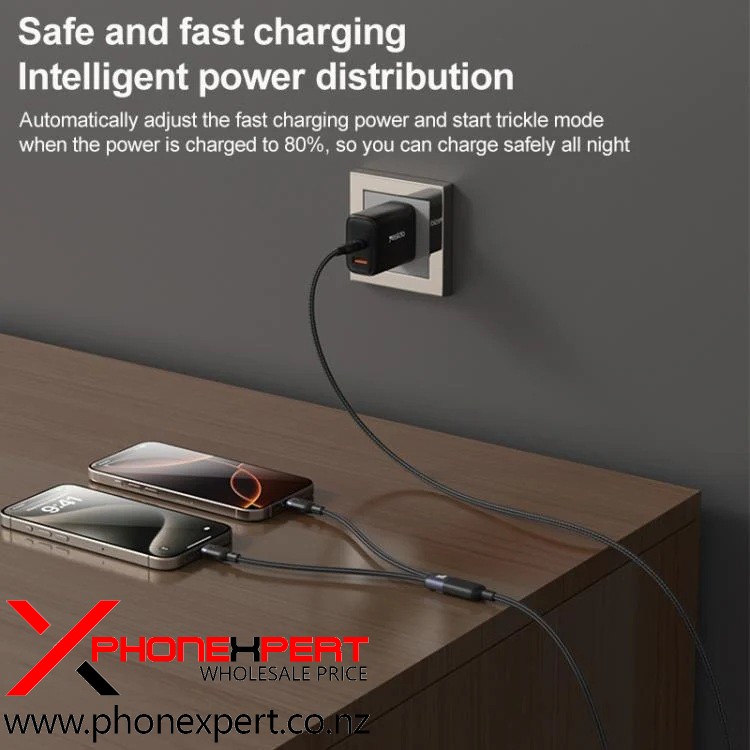 Yesido CA92 100W 5A USB-C / Type-C to Dual Type-C 2 in 1 Charging Cable - Image 4